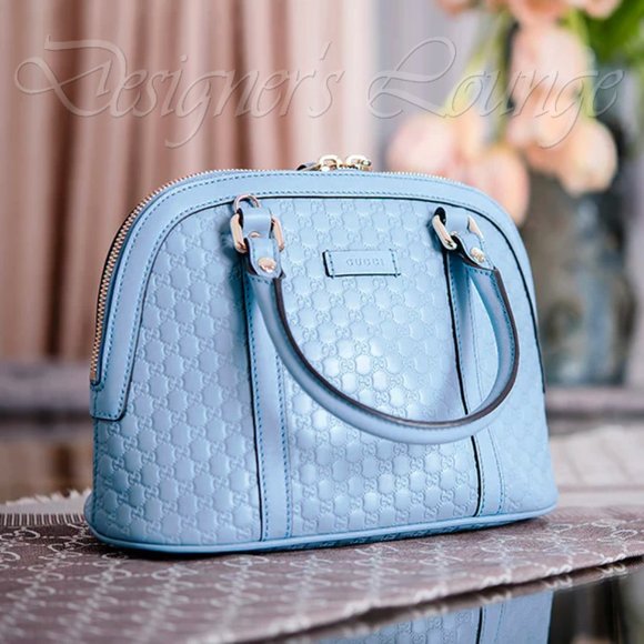 SOLD! NEW GUCCI Micro Guccissima GG BREE  Blue Leather MEDIUM Dome Crossbody Bag - Picture 15 of 15